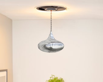 Marokkaanse hanglamp, Marokkaanse lamp, handgemaakte hanger, Marokkaanse lamp, Marokkaanse koperen kroonluchterverlichting, zilveren hanglamp