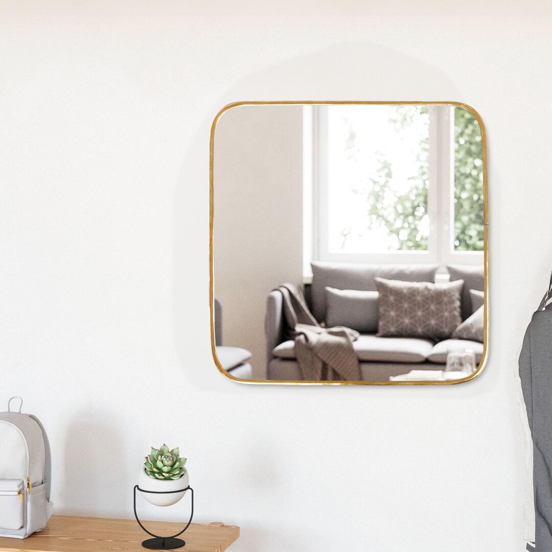 Large Square Wall Mirror Decorative Square Gold Wall Mirror for Living