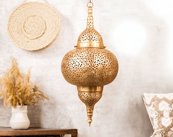 Lampada a sospensione marocchina, lampadario in ottone di ispirazione marocchina, paralume in ottone lanterna marocchina, lampada marocchina, arredamento marocchino