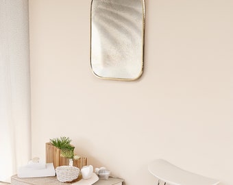 Miroir art déco - Décoration murale miroir rectangulaire avec cadre doré pour salon, salle de bain, chambre, couloir ou entrée