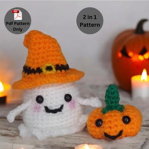 Halloween Crochet Pattern Ghost & Pumpkin Crochet Pattern Halloween Amigurumi 2 in 1 Pattern PDF in ENG Crochet Mini Halloween Pattern Set