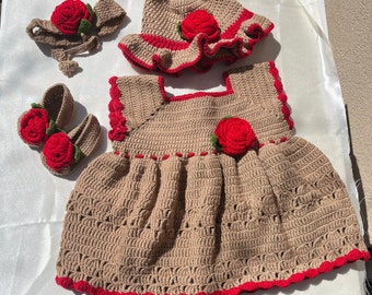 Crochet Baby Outfit Delicate Baby Dress Thoughtful Baby Shower Gift Little One Style Dress Cozy Baby Girl Dress Fashion Take Home Outfit