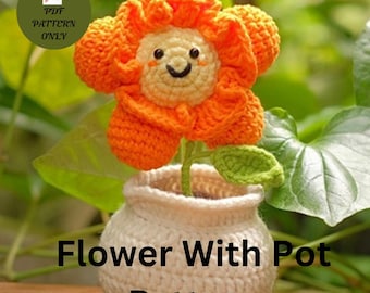 Crochet Flower Pot Pattern, Knitted Home Decoration (PDF)