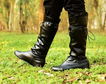 Medieval Fantasy Boots, Renaissance Faire Men Women Viking Shoes, Vintage Steampunk Pirate Boots, Ren Faire Medieval LARP Clothing Costume