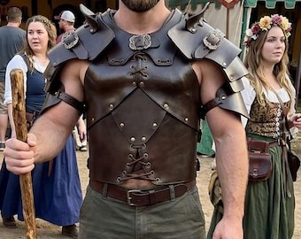 Medieval Leather Chest Armor, Viking Knight Samurai Armor, Renaissance Fair Steampunk Costume, Fantasy LARP Cosplay Outfits, Warrior Armor