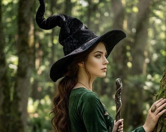 Renaissance Fair Witch Hat, Medieval Twisted Forest Witch Hat, Vintage Wizard Hat, Ren Faire Halloween Witchy Accessories, Fantasy Larp Hats