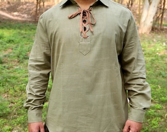 Medieval Men Fantasy Tunic, Ren Faire Knight Viking Shirt, Renaissance Men Celtic Tunic, Steampunk Pirate Cosplay Costume, LARP Outfit