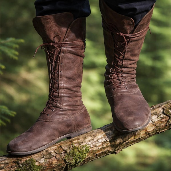 Renaissance Faire Männer Frauen Wikinger Schuhe, Mittelalter Fantasy Stiefel, Vintage Steampunk Piraten Stiefel, Ren Faire Mittelalter LARP Kleidung Kostüm