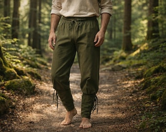 Medieval Men Viking Pants, Renaissance Fantasy Steampunk Pants, Renfaire Medieval Cosplay Costume, Viking Men Pirate Larp Outfit
