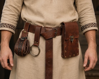 Ren Faire Mittelalter Gürteltasche aus Leder, Renaissance Faire Wikinger Gürteltasche, Steampunk Fantasy Cosplay Zubehör, Gothic Larp Outfits