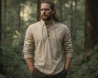 Renaissance Faire Viking Men Tunic, Medieval Celtic LARP Outfit, Ren Faire Pirate Knight Shirt, Viking Cosplay Norse Men Tunic, Medieval Top