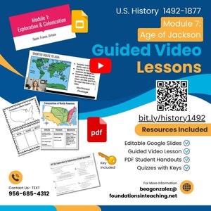 Age of Jackson, Nullification, geführte Videolektionen, mit Handout und Quiz, Google Slides-Präsentation, US-amerikanische Geschichte, Sozialkunde, STAAR