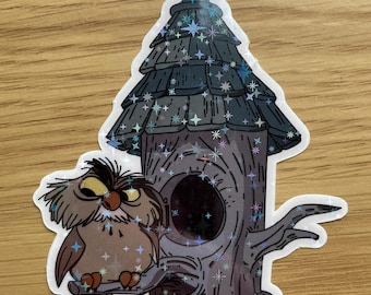 Adesivo de vinil com glitter de Arquimedes - A Espada na Pedra - Disney - À prova d'água/garrafa de água/laptop