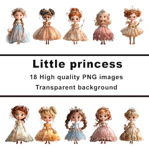 Little princess, 18 digital clipart bundle,PNG transparent background, commercial use