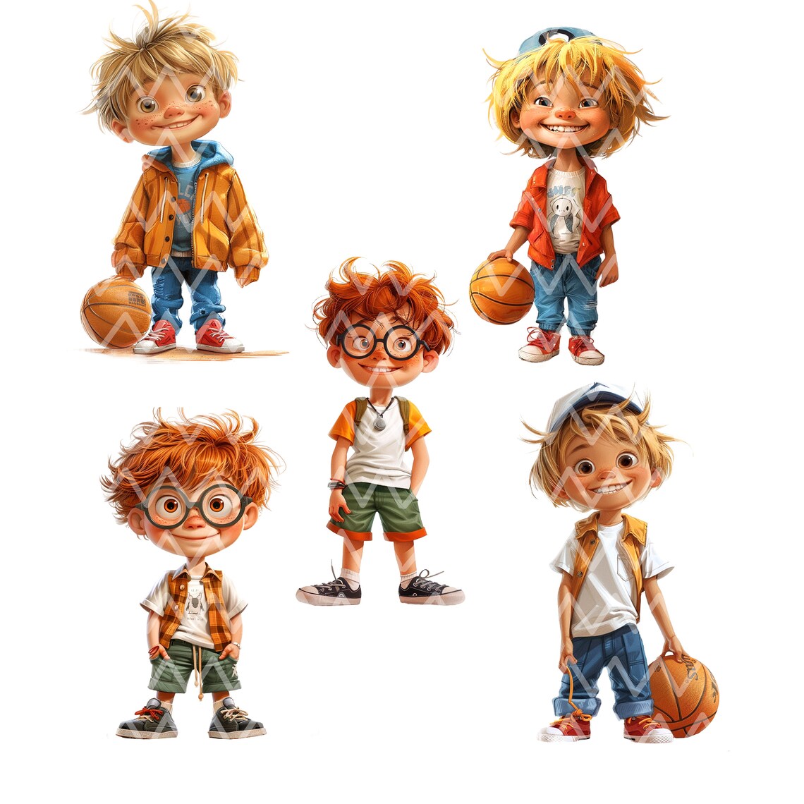 Schoolboys, 16 Digital Clipart of Boys, Bundle Set, PNG Transparent ...