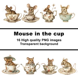 Petite souris clipart, clipart souris de conte de fées, 16 fichiers PNG, fond transparent, usage commercial