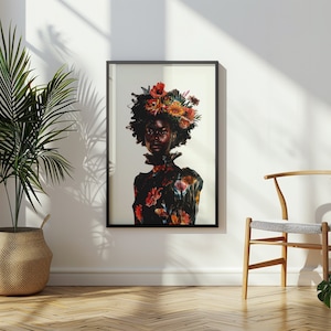 Arte murale di donne nere afroamericane / Arte della moda / Arte femminile nera / Arte murale digitale / Arte murale stampabile, JPG, 300 dpi