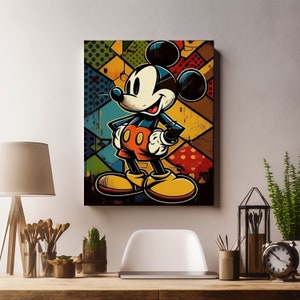 Mickey Mouse Canvas, Cartoon Theme Canvas, Kids Room Decor, Home Decor, Gift For Girls, Birthday Gift, Print Wall Art, Wall Hangings,Popular