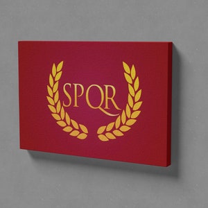 Roman Empire Canvas, SPQR Picture, Flag Wall Art, History Themed Canvas, Ancient Rome Decor, Red Canvas, Gift For Him, Julius Caesar Theme Gallery Canvas