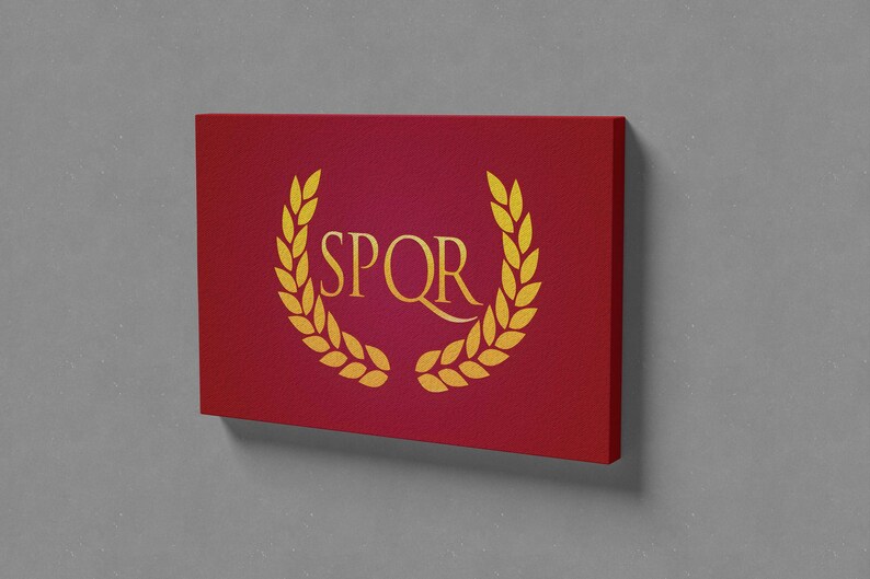 Roman Empire Canvas, SPQR Picture, Flag Wall Art, History Themed Canvas, Ancient Rome Decor, Red Canvas, Gift For Him, Julius Caesar Theme Gallery Canvas
