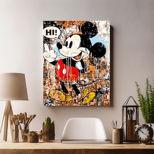 Mickey Mouse Canvas, Cartoon Theme Canvas, Kids Room Decor, Home Decor, Gift For Girls, Birthday Gift, Print Wall Art, Wall Hangings