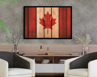 Canada Flag Canvas, Wood Looking Canvas, Canada Canvas, Flag Wall Art, Office Decor, National Flag Picture, Gift For Him, Home Decor