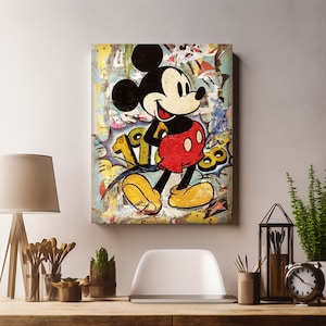 Mickey Mouse Canvas, Cartoon Theme Canvas, Kids Room Decor, Home Decor, Gift For Girls, Birthday Gift, Print Wall Art, Wall Hangings