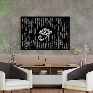 Egypt Canvas, Ethnic Wall Decor, Egypt Wall Art, Hieroglyph Picture, Eye Of Ra Canvas, Home Decor, Gift For Him, Cool Gift, Wall Hanging Art