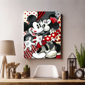 Mickey Mouse Canvas, Cartoon Theme Canvas, Kids Room Decor, Home Decor, Gift For Girls, Birthday Gift, Print Wall Art, Wall Hangings