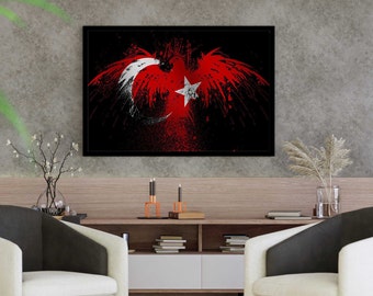 Turkish Flag Canvas Art, National Pride Decor