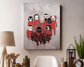 Canvastavla med Slipknot-band, musikrumsinredning