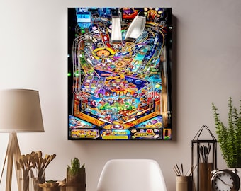 Canvastavla med flipperspel, retro spelrumsdekor