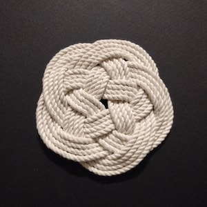 Sailors Coaster, Decorative nautical coaster, natural cotton line  ropecraft, nautical art