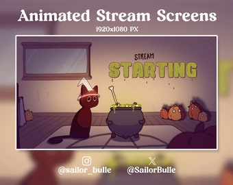 Animated Twitch Scene - Halloween Cat
