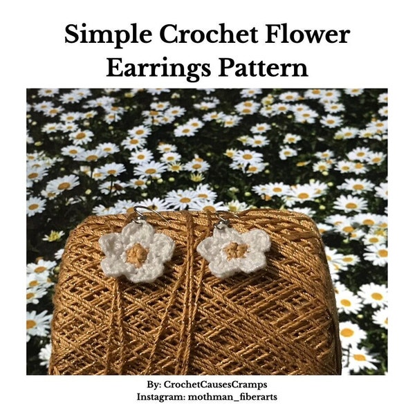 Simple Crochet Daisy Flower Earrings Pattern