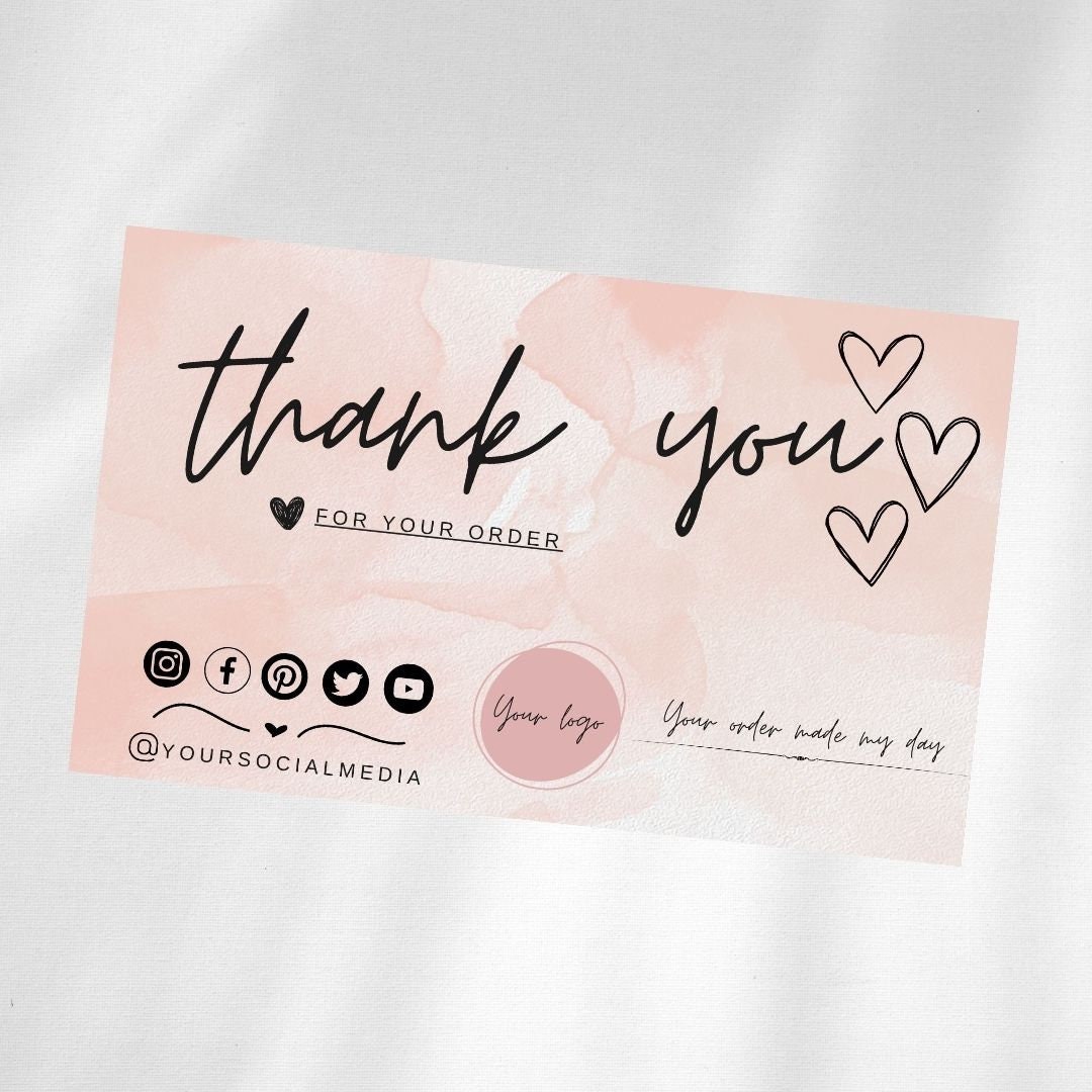 Editable Template in CANVA Business Thank You Insert Card Template ...