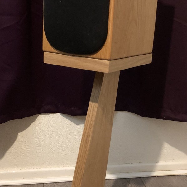 Speaker stand finished in oak veneer