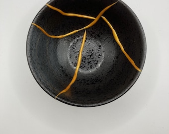 Black Kintsugi bowl