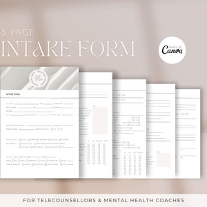 Counsellor Intake Form, client intake forms, therapy intake form, intake form download, canva form template, counselling tools, mentalhealth