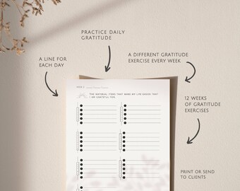 Gratitude Worksheet, gratitude coaching tool, gratitude journal, editable canva template, downloadable pdf