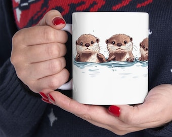 Schattige ottermok, schattige otter-nakomelingen, cadeau babydierenliefhebbers, verjaardagscadeau otterliefhebbers, rivierotterpeuters, zeeottervrienden