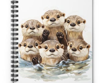 Otter Family Spiral Notebook - Ruled Line, Cute Ocean Animal Design, School Notebook, Journal for Kids, Wildlife Notebook, Back to School