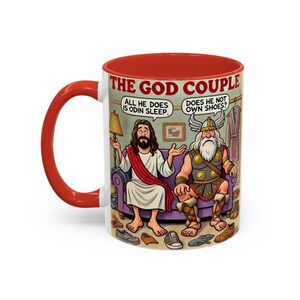 The God Couple - Jesus and Odin Accent Coffee Mug (11, 15oz)