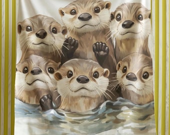 Otter Fans Sherpa Fleece Blanket, Otter Lovers Gift, Otter Family Design, Cozy Home Decor, Couch Throw, Spring Blanket, Animal Lovers Gift