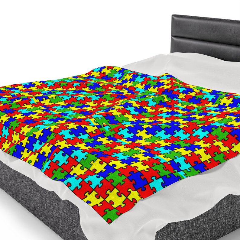 AUTISM AWARENESS Puzzle Piece Velveteen Plush Blanket Etsy