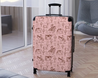 Light pink cowgirl custom print travel Suitcase