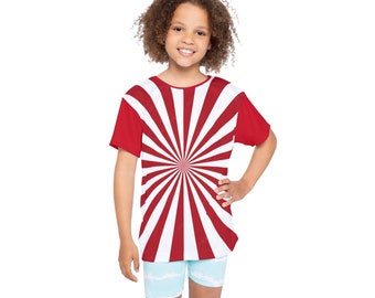 Red and white stripe custom Kids Sports Jersey (AOP)