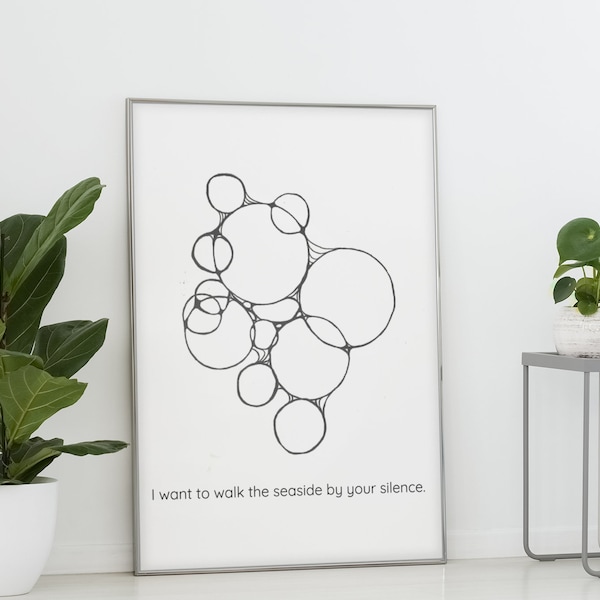 Silent Bubbles - Ink sketch wall art, thoughtful artsy print, creative art design, inspiring wall decor, abstract art - Printed, UNFRAMED