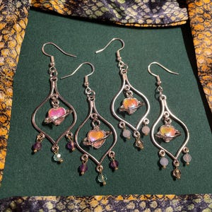 Silver Moon Dangle Earrings - Amethyst & Aquamarine Styles