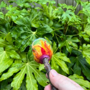 Close up view of beater base showing purple core of spiritual energy.